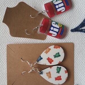 Cute And Viral Gummy Bear & JIF Peanut Butter Earrings. 2 Earrings Included. NEW